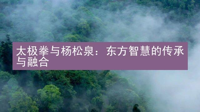 太极拳与杨松泉：东方智慧的传承与融合