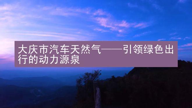 大庆市汽车天然气——引领绿色出行的动力源泉