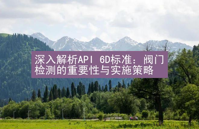 深入解析API 6D标准：阀门检测的重要性与实施策略